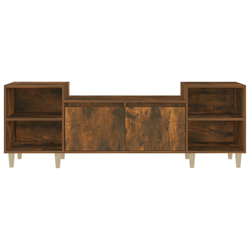 Meuble TV chêne fumé 160x35x55 cm matériau bois