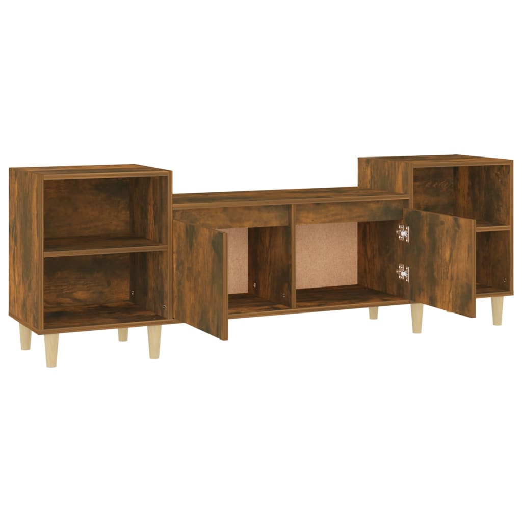 Meuble TV chêne fumé 160x35x55 cm matériau bois