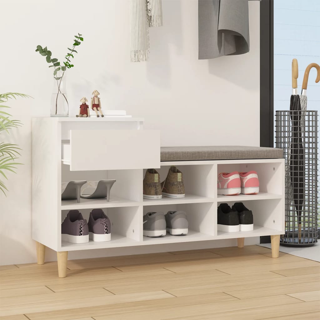Étagère à chaussures blanc 102x36x60 cm en bois