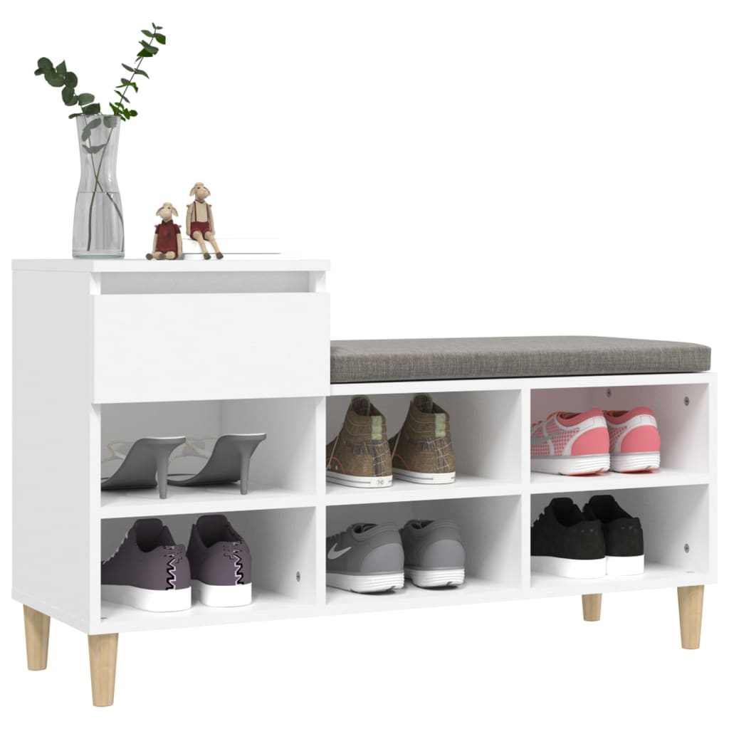 Étagère à chaussures blanc 102x36x60 cm en bois
