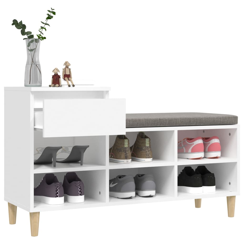 Étagère à chaussures blanc 102x36x60 cm en bois
