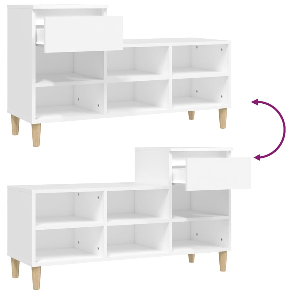 Étagère à chaussures blanc 102x36x60 cm en bois