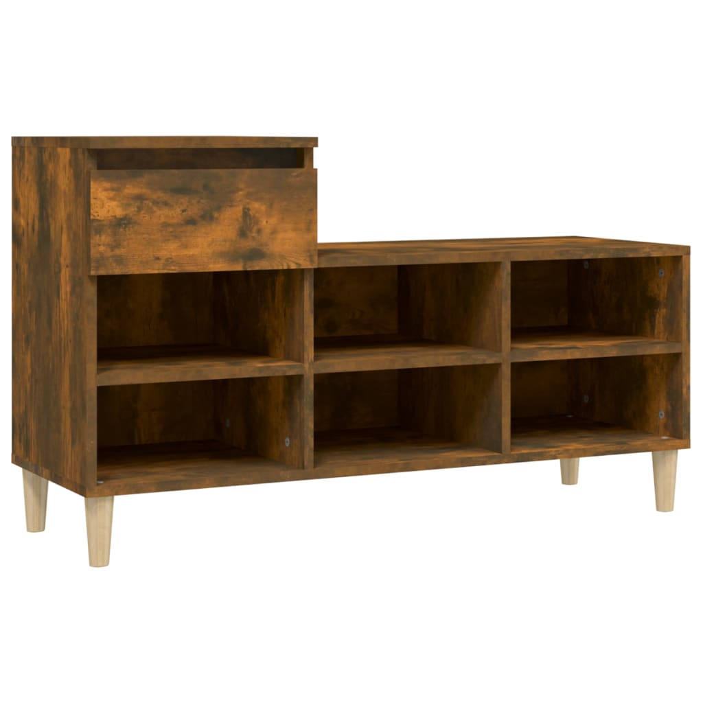 Shoe rack smoked oak 102x36x60 cm wood material