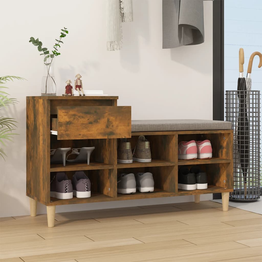 Shoe rack smoked oak 102x36x60 cm wood material