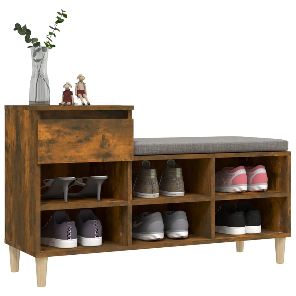 Shoe rack smoked oak 102x36x60 cm wood material