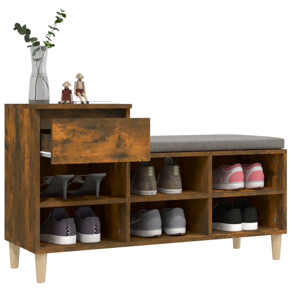 Shoe rack smoked oak 102x36x60 cm wood material