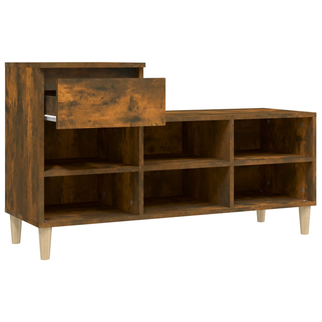 Shoe rack smoked oak 102x36x60 cm wood material