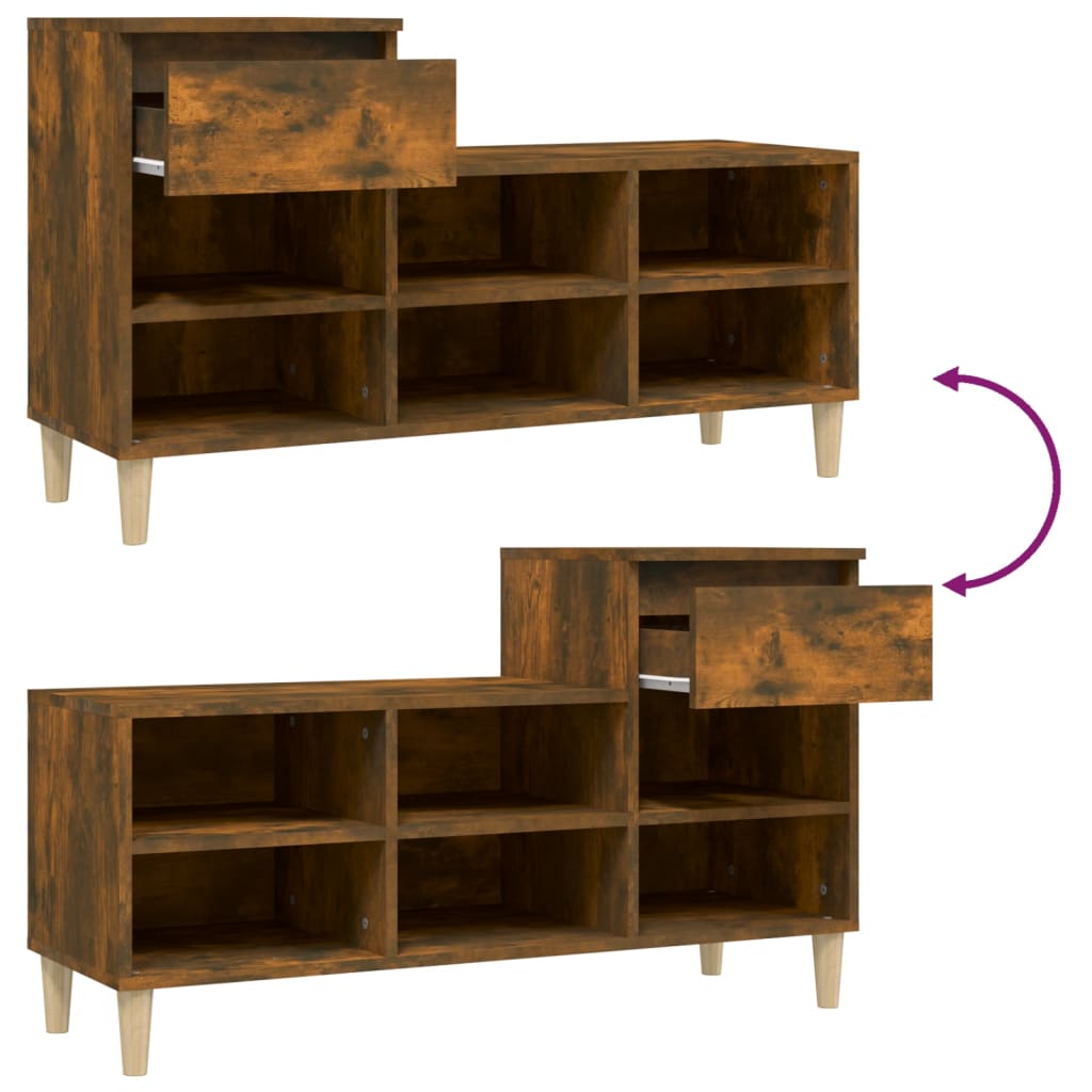 Shoe rack smoked oak 102x36x60 cm wood material