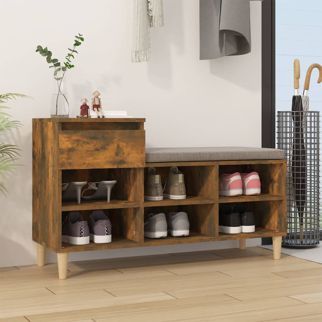Shoe rack smoked oak 102x36x60 cm wood material