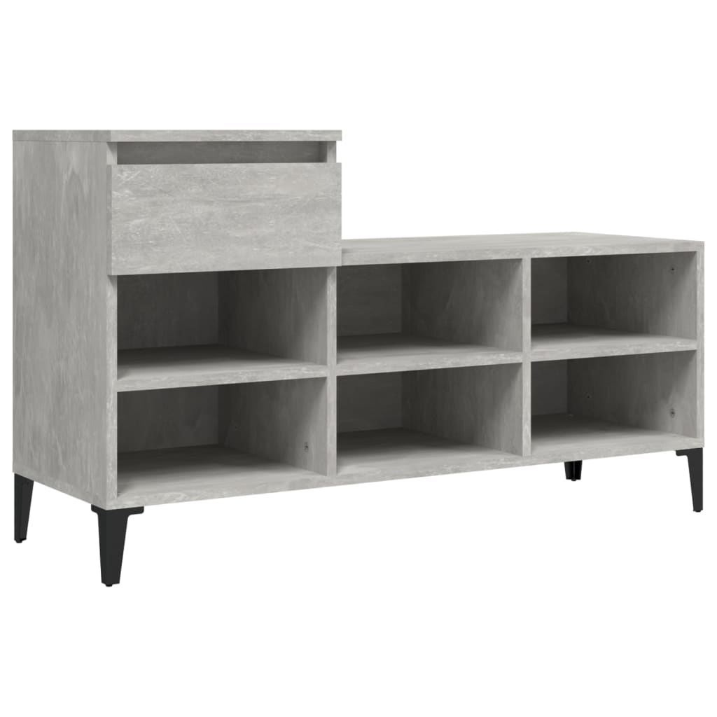 Étagère à chaussures gris béton 102x36x60 cm en bois
