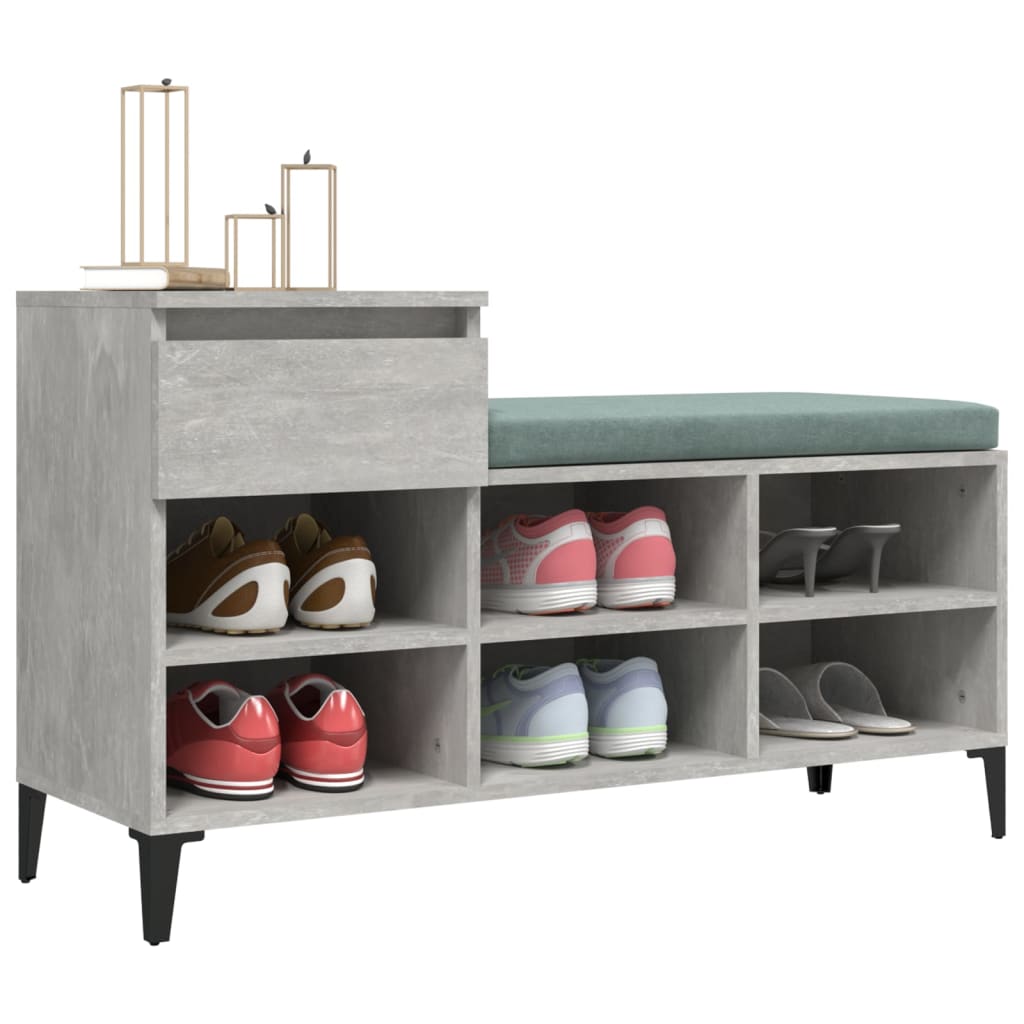 Étagère à chaussures gris béton 102x36x60 cm en bois