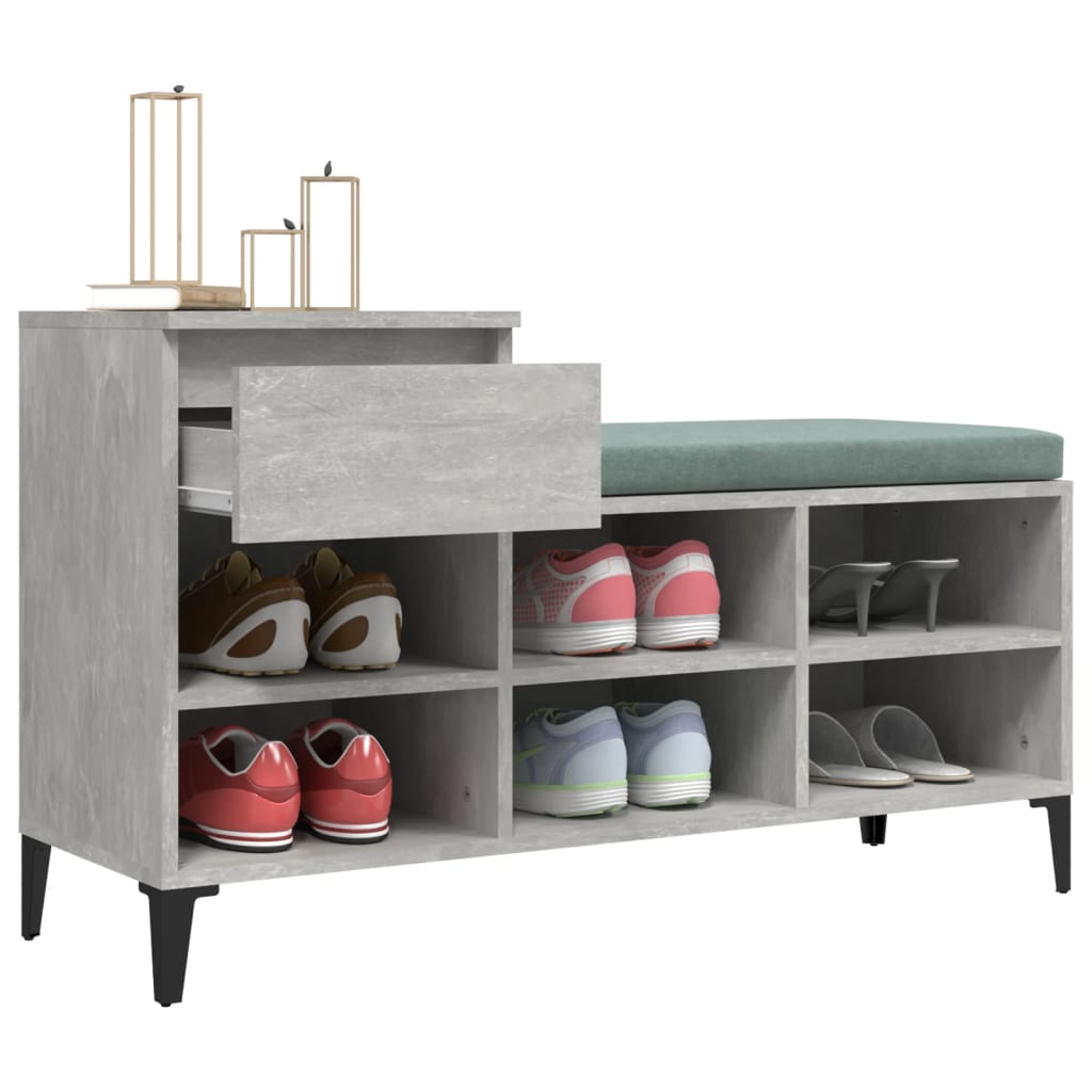 Étagère à chaussures gris béton 102x36x60 cm en bois