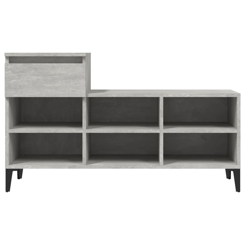 Étagère à chaussures gris béton 102x36x60 cm en bois