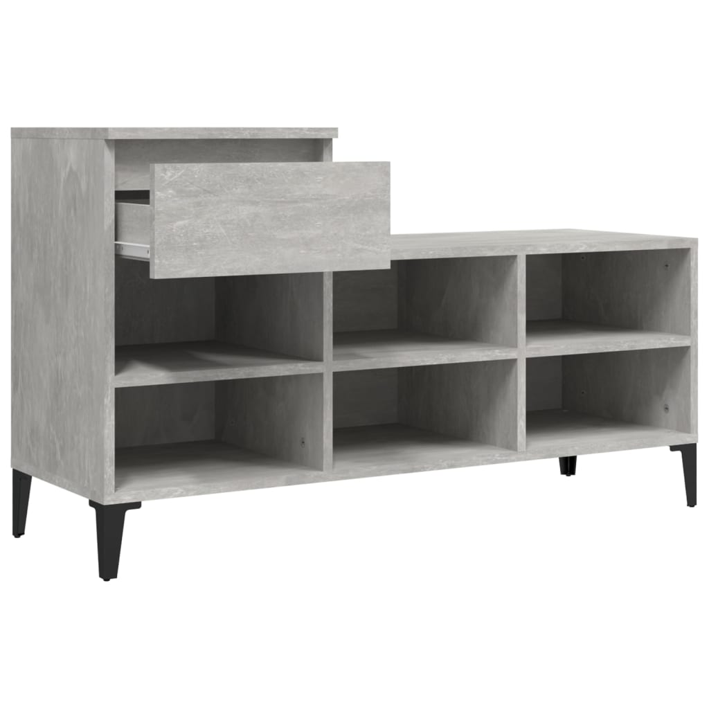 Étagère à chaussures gris béton 102x36x60 cm en bois