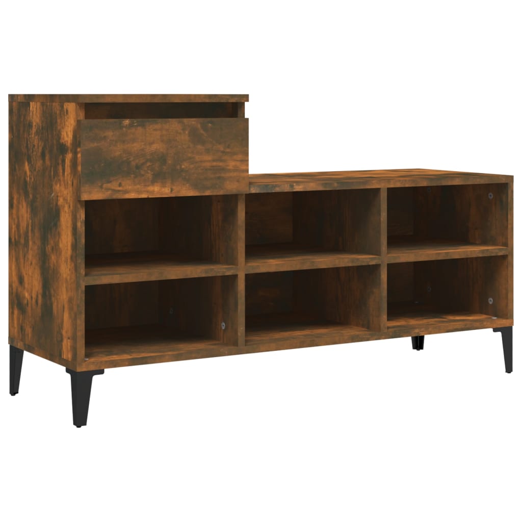 Shoe rack smoked oak 102x36x60 cm wood material