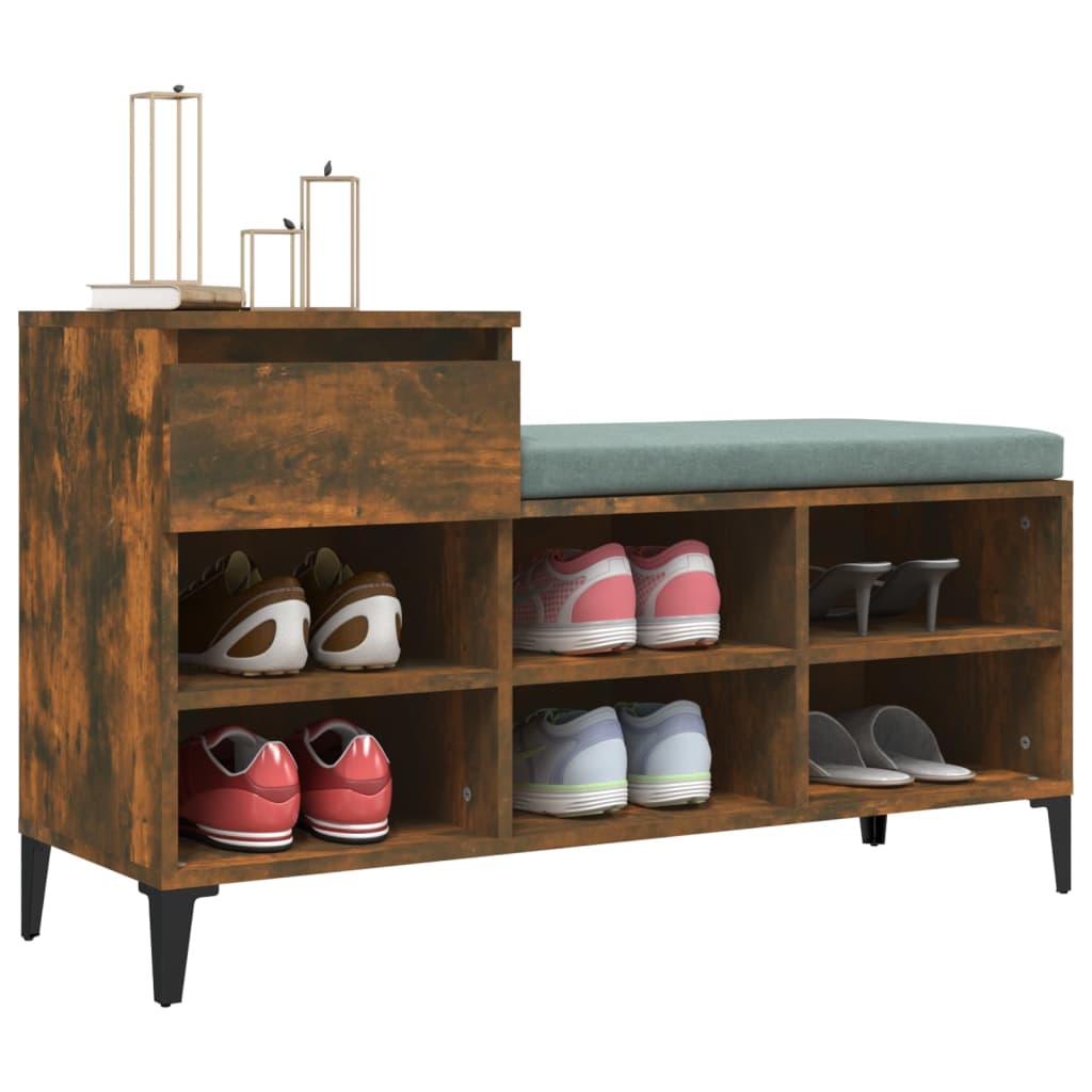 Shoe rack smoked oak 102x36x60 cm wood material