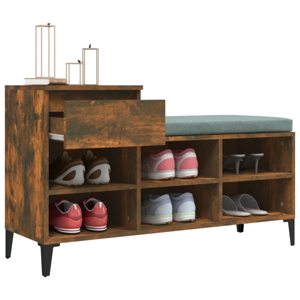 Shoe rack smoked oak 102x36x60 cm wood material