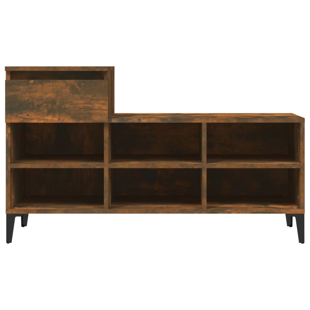 Shoe rack smoked oak 102x36x60 cm wood material