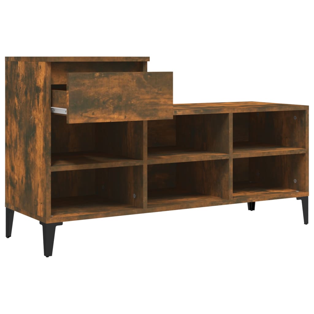 Shoe rack smoked oak 102x36x60 cm wood material