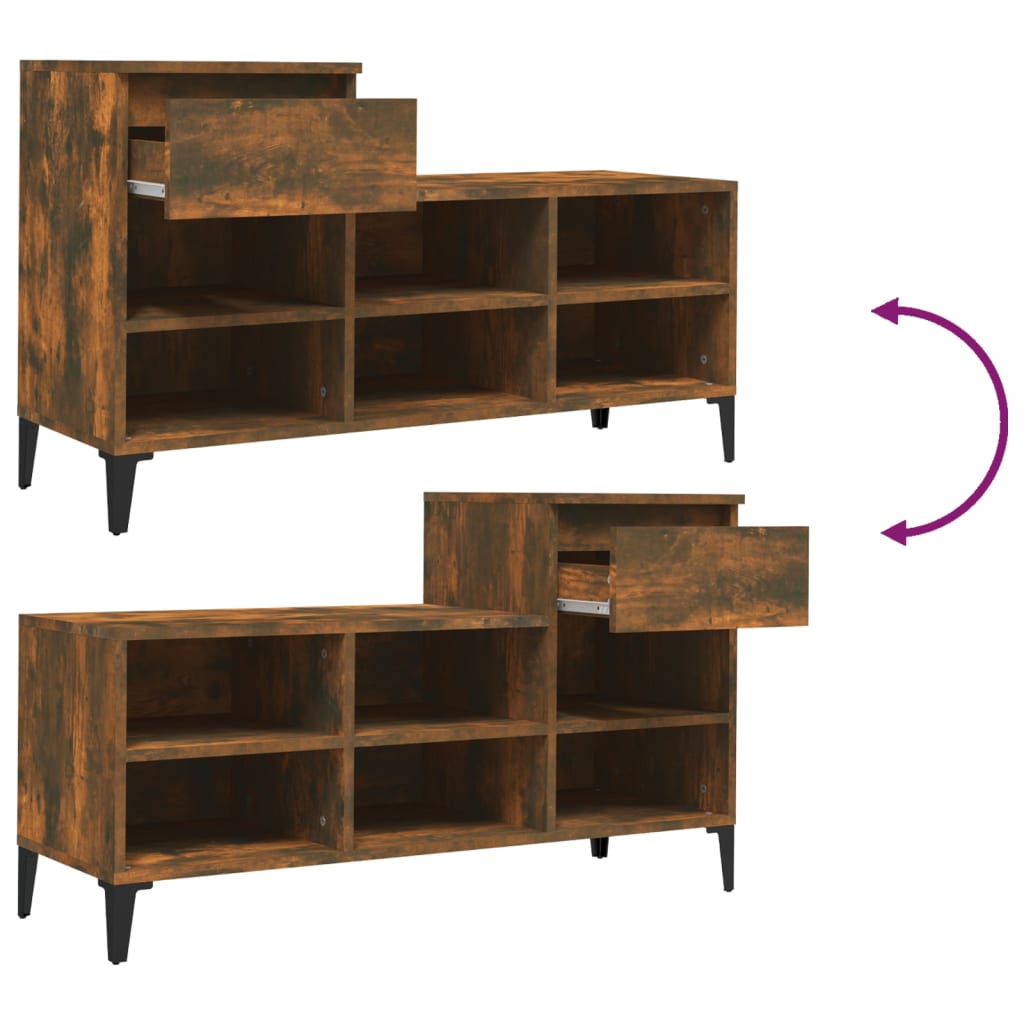 Shoe rack smoked oak 102x36x60 cm wood material