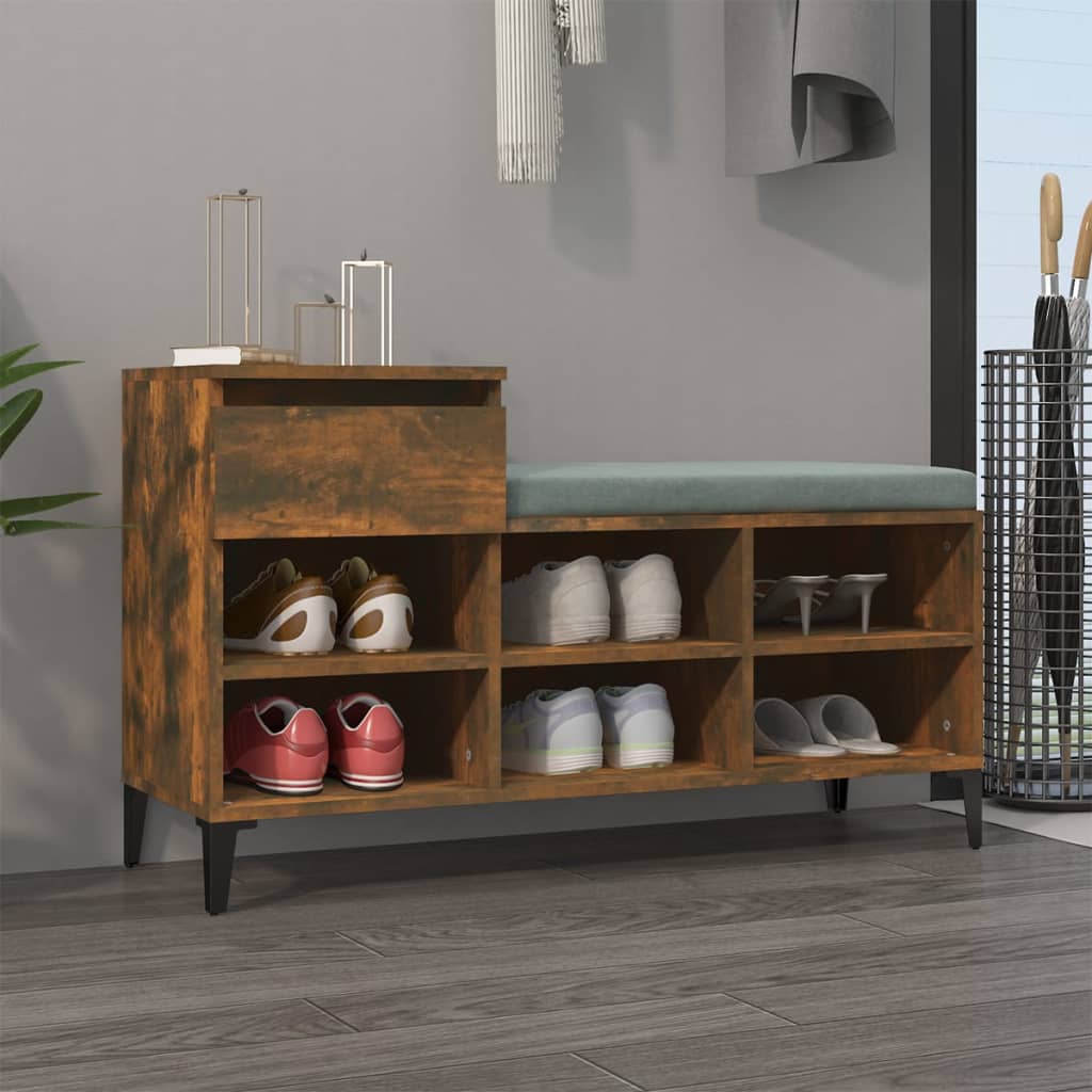 Shoe rack smoked oak 102x36x60 cm wood material