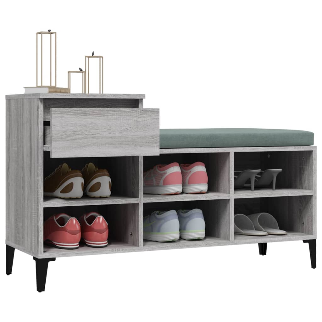 Étagère à chaussures gris Sonoma 102x36x60 cm en bois