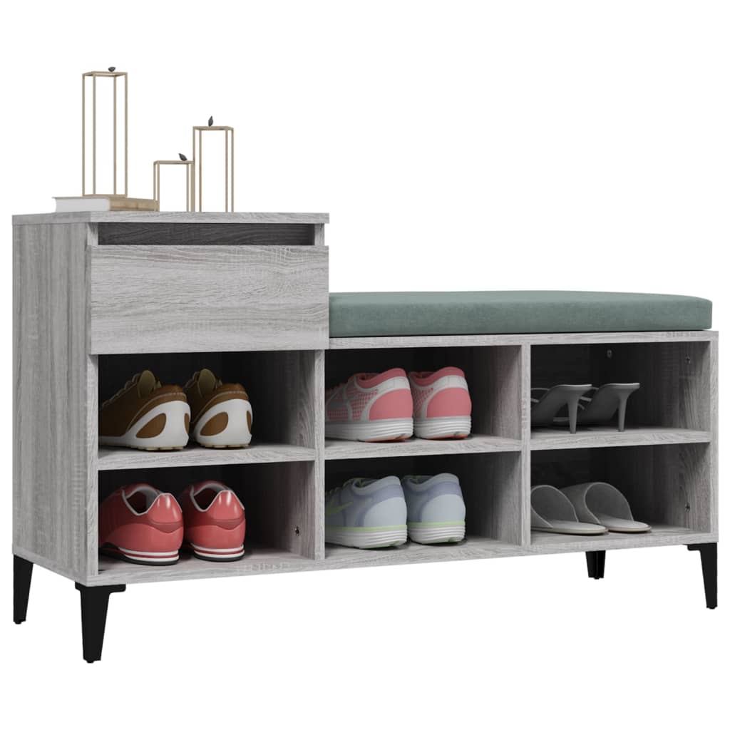 Étagère à chaussures gris Sonoma 102x36x60 cm en bois