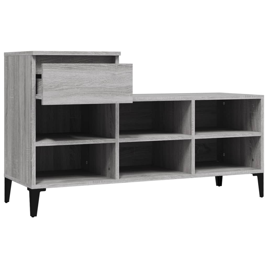 Étagère à chaussures gris Sonoma 102x36x60 cm en bois