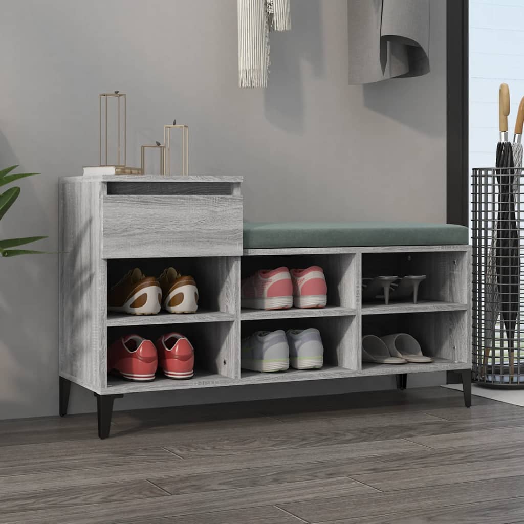 Étagère à chaussures gris Sonoma 102x36x60 cm en bois