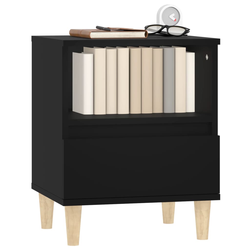 Bedside Table Black 40x35x50 cm