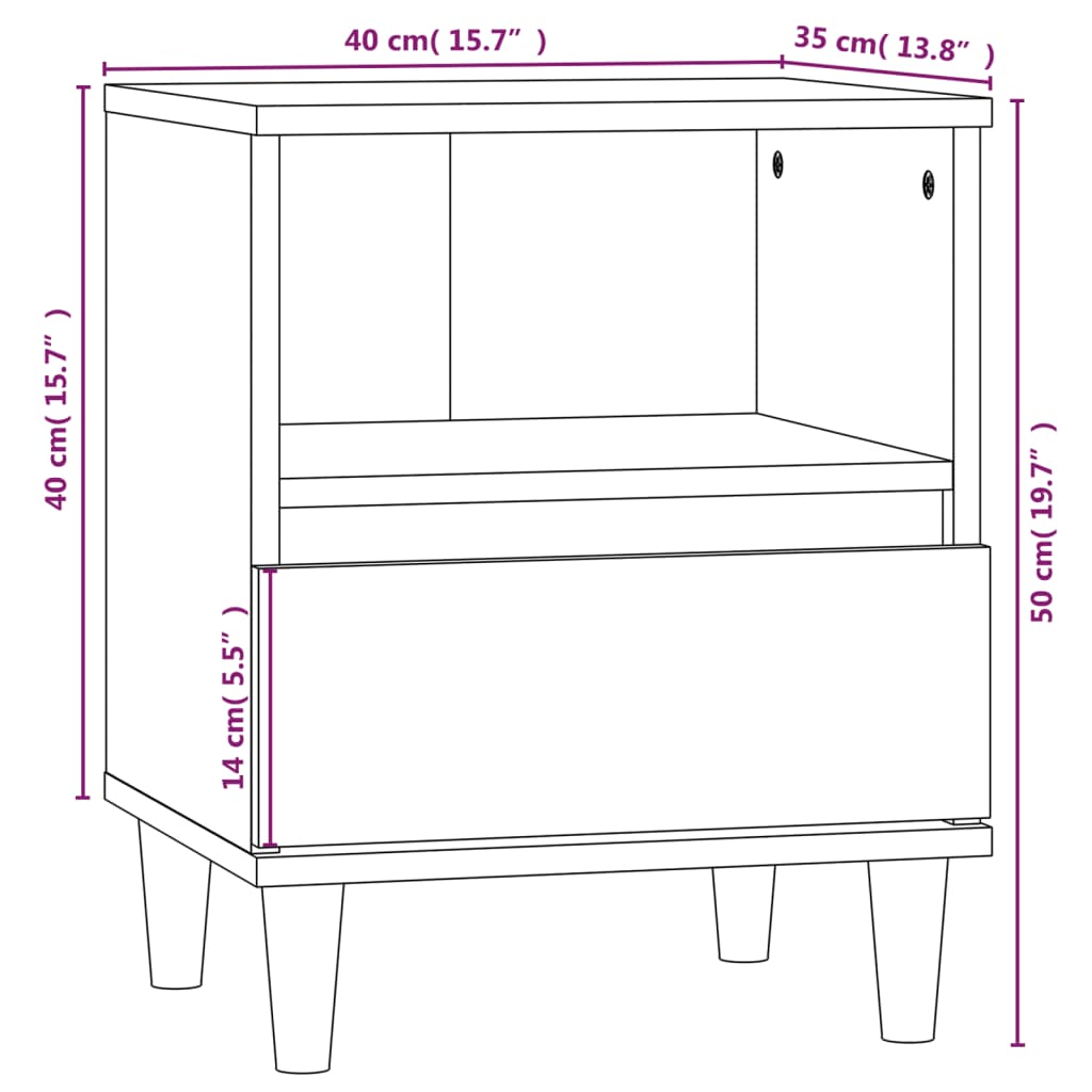 Bedside tables 2 pcs. Concrete grey 40x35x50 cm