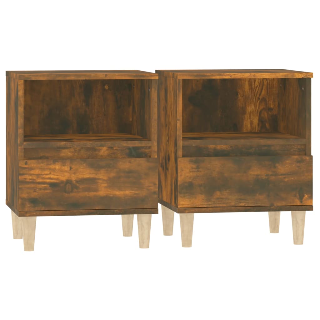 Tables de chevet 2 pcs. chêne fumé 40x35x50 cm