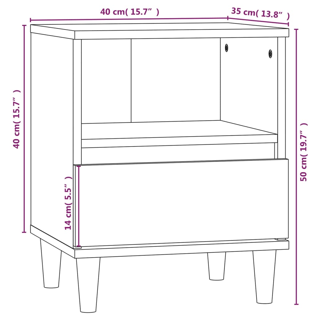 Tables de chevet 2 pcs. chêne fumé 40x35x50 cm