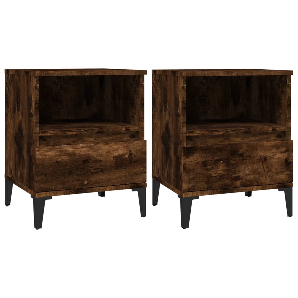 Tables de chevet 2 pcs. chêne fumé 40x35x50 cm