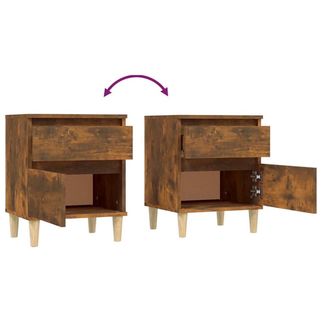 Tables de chevet 2 pcs. chêne fumé 40x35x50 cm