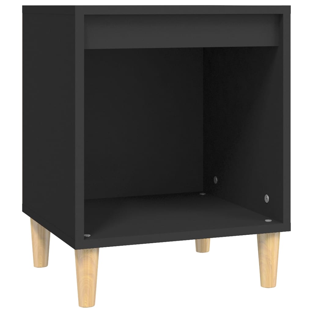 Bedside Table Black 40x35x50 cm Wood Material