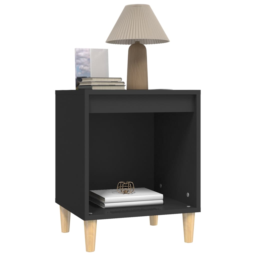 Bedside Table Black 40x35x50 cm Wood Material