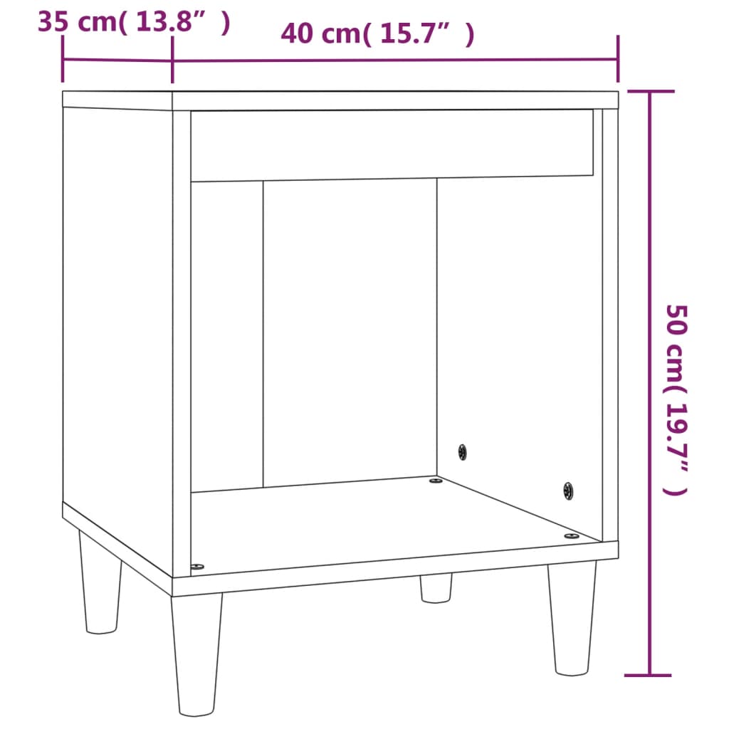 Bedside Table Black 40x35x50 cm Wood Material