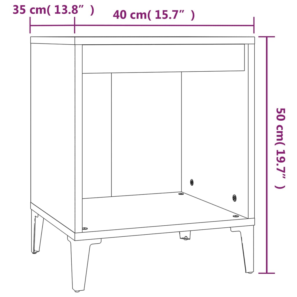 Tables de chevet 2 pièces Noir 40x35x50 cm