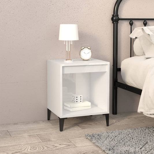 Bedside table high-gloss white 40x35x50 cm