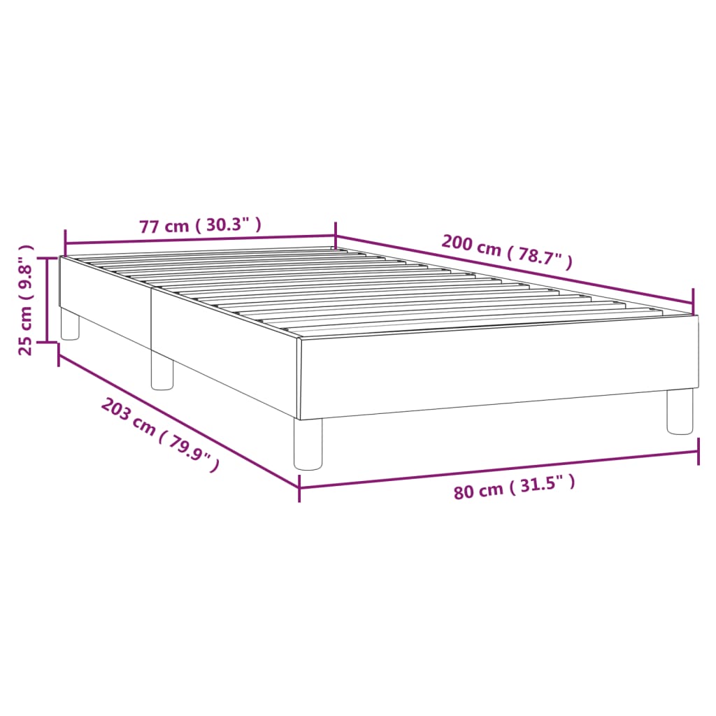Cadre de lit sans matelas tissu bleu 80x200 cm