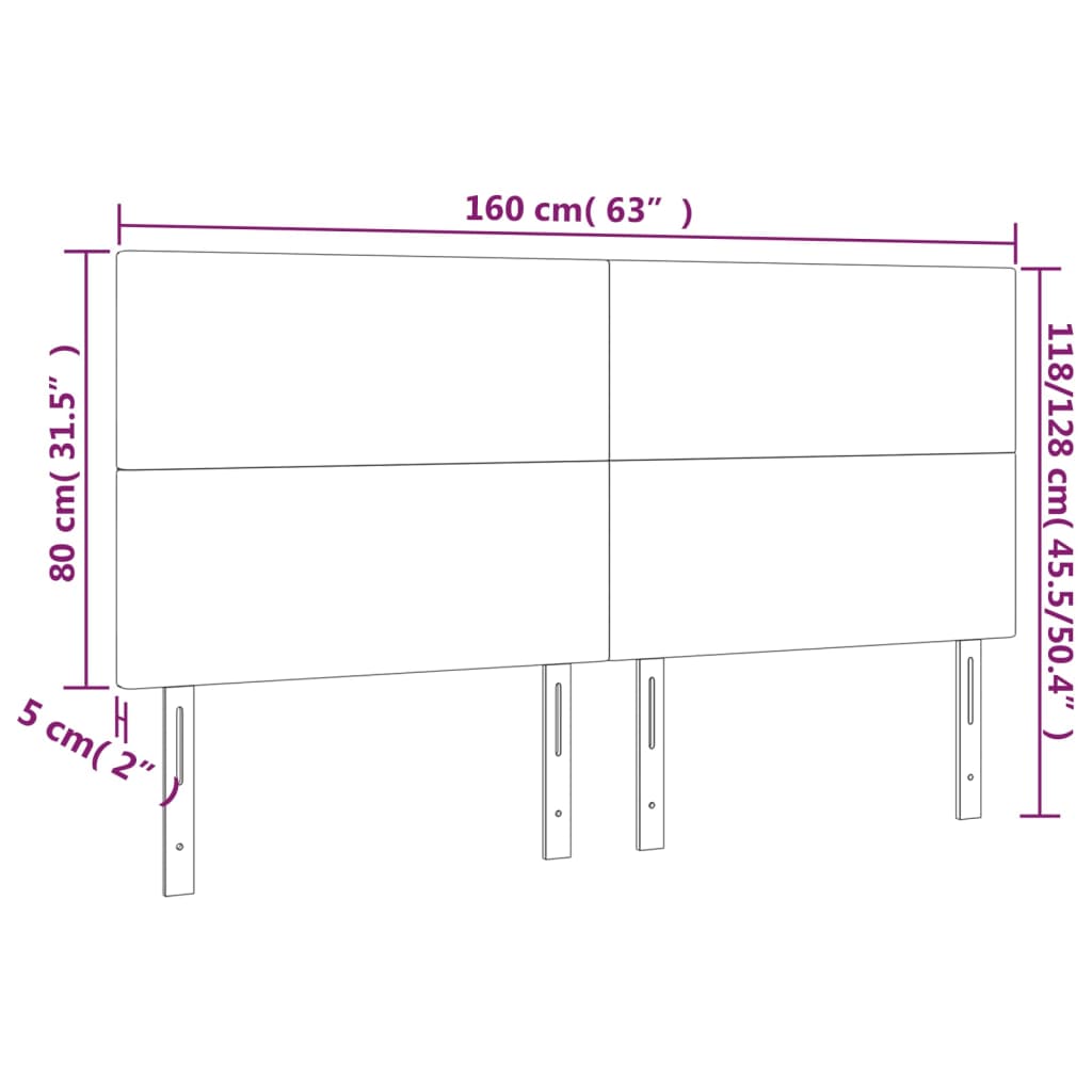 Kopfteil Dunkelgrau 160 x 5 x 118/128 cm Stoff