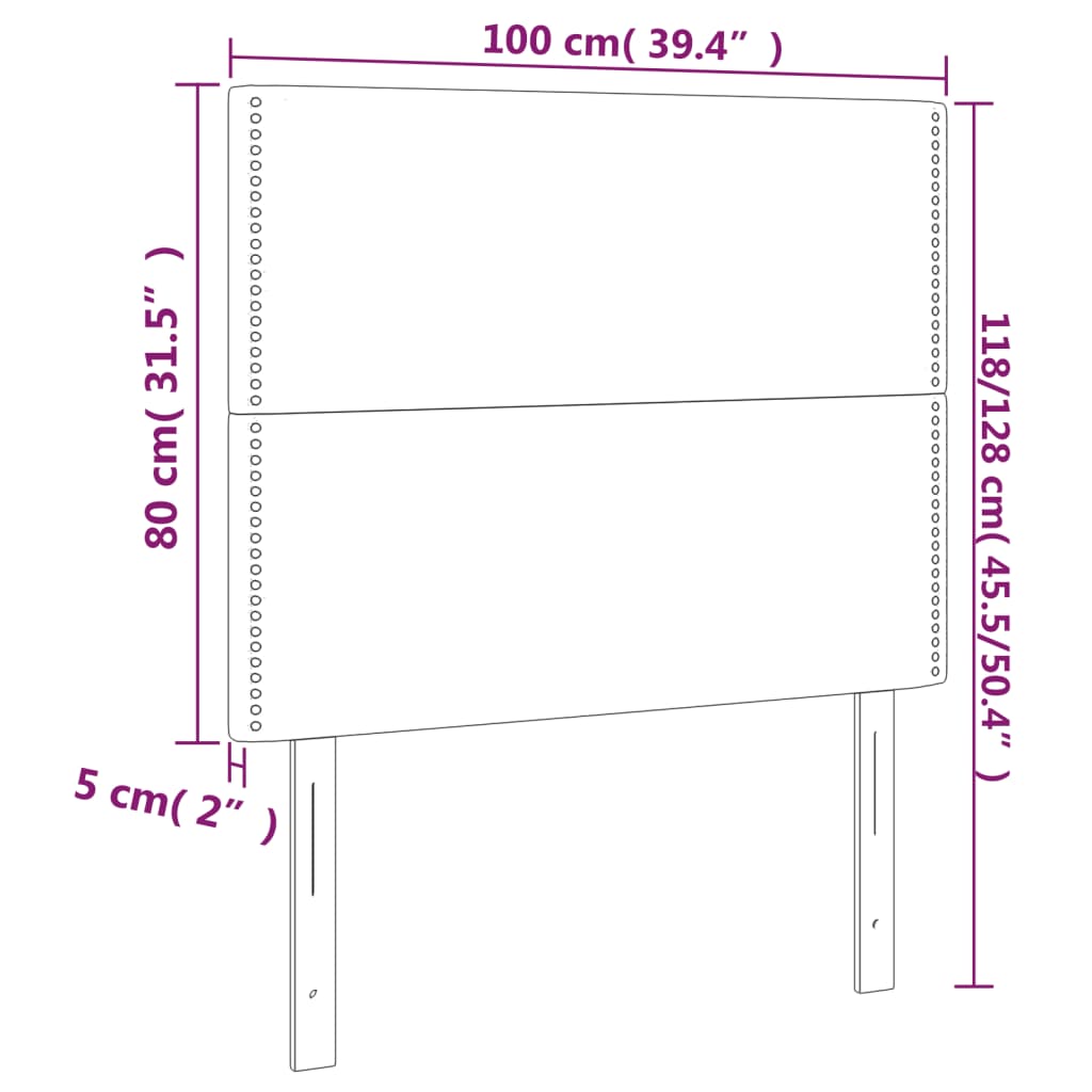 Kopfteil Dunkelgrau 100 x 5 x 118/128 cm Stoff