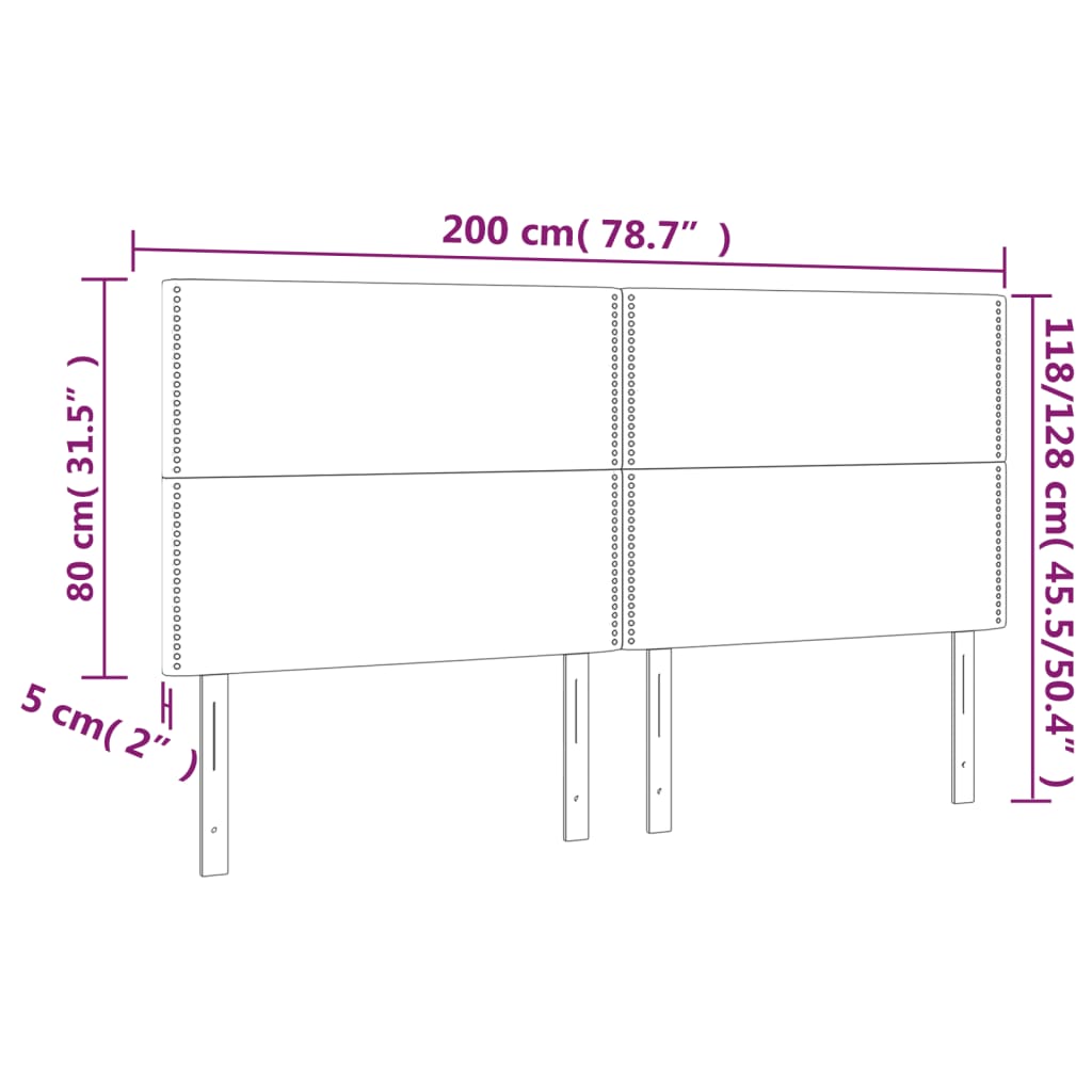Kopfteil Dunkelgrau 200 x 5 x 118/128 cm Samt