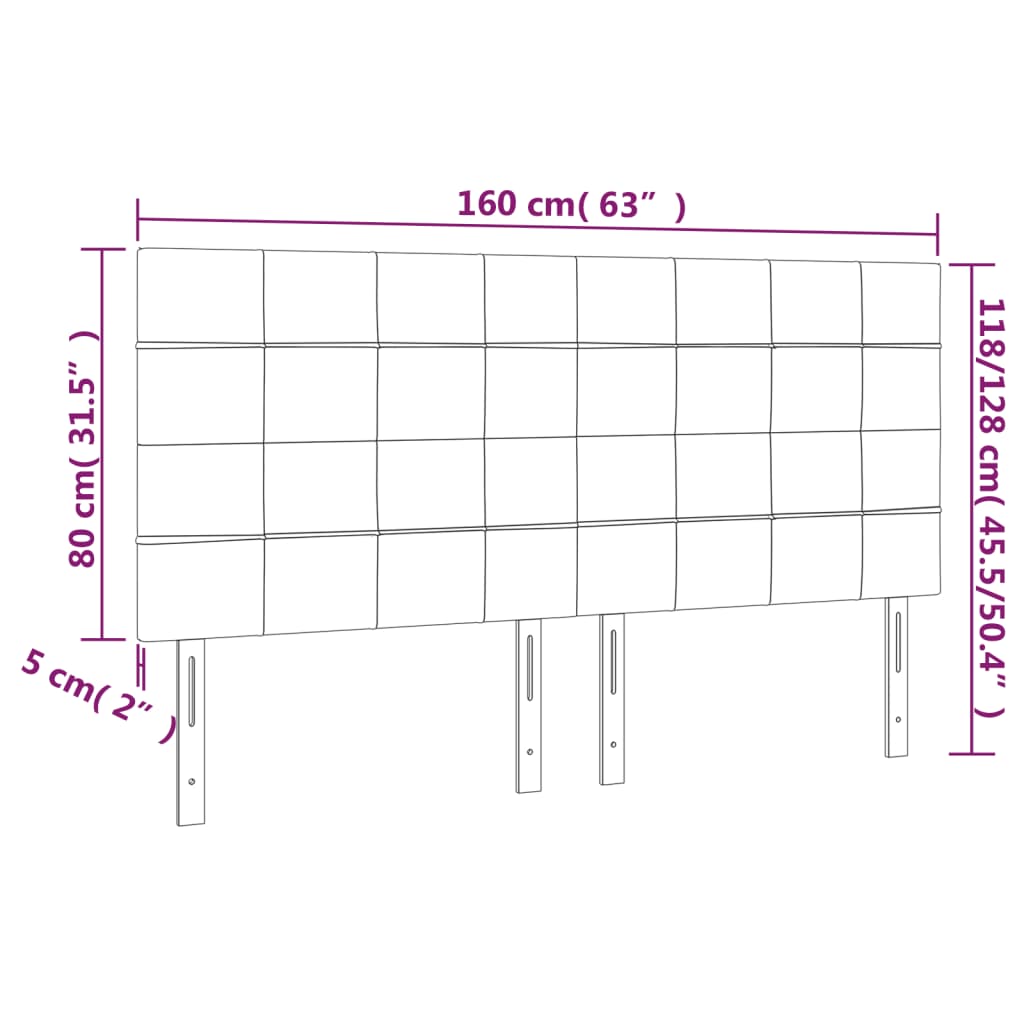 Kopfteil Hellgrau 160 x 5 x 118/128 cm Stoff