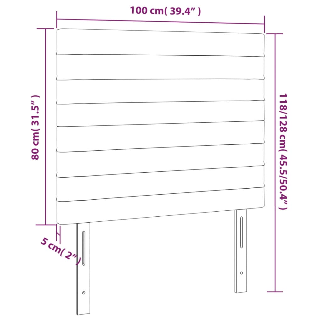 Kopfteil Hellgrau 100 x 5 x 118/128 cm Samt