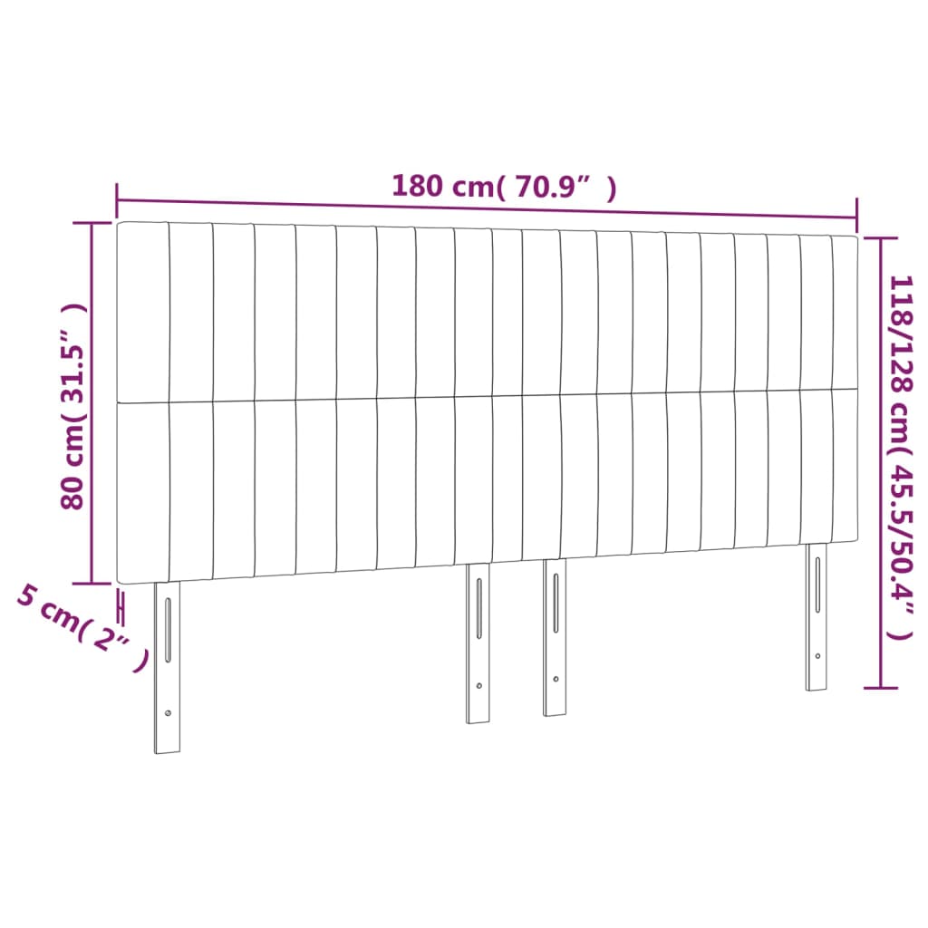 Kopfteil Hellgrau 180x5x118/128 cm Samt