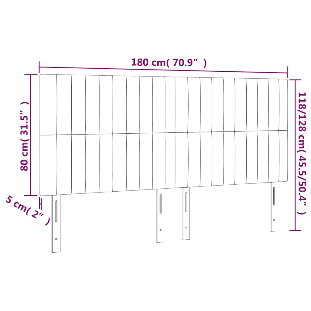 Kopfteil Rosa 180 x 5 x 118/128 cm Samt