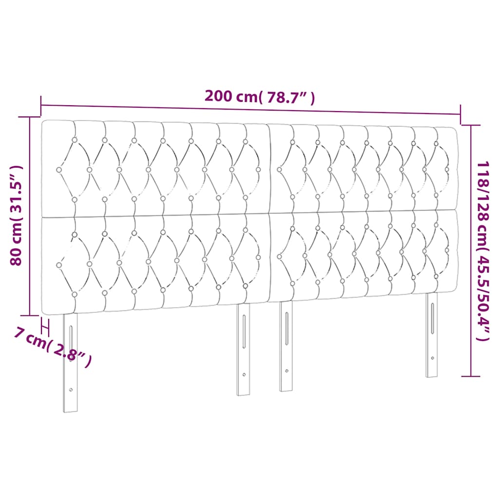 Kopfteil Blau 200 x 7 x 118/128 cm Stoff