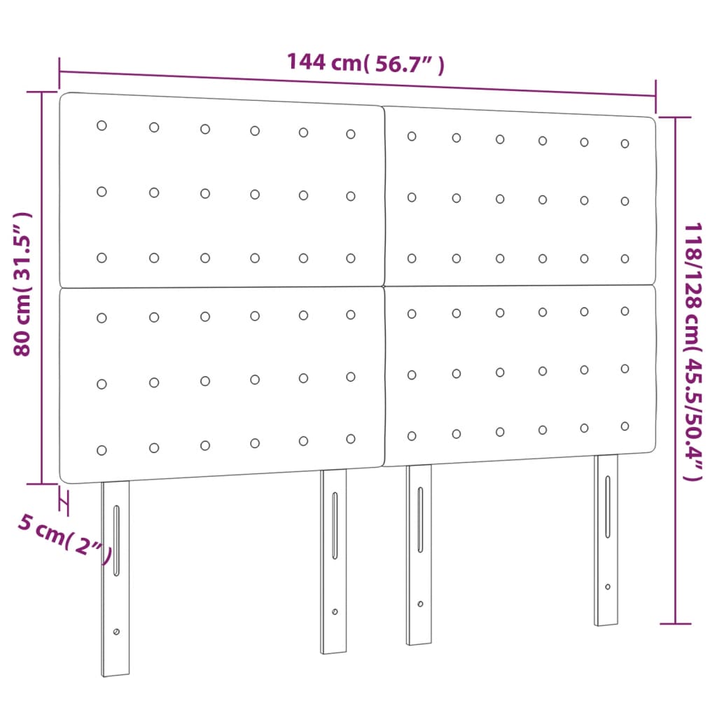 Kopfteil Hellgrau 144x5x118/128 cm Samt